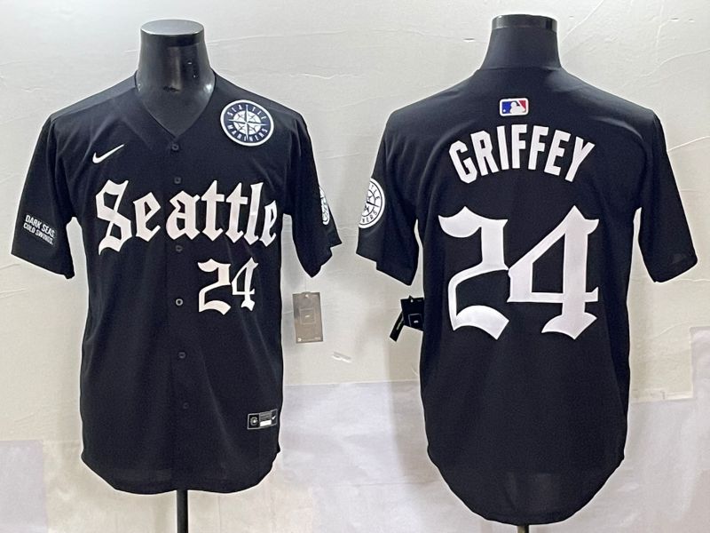 Men 2025 Seattle Mariners #24 Griffey Black Five generations Joint Name Nike MLB Jersey style 10->seattle mariners->MLB Jersey